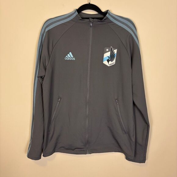 Adidas Minnesota United FC Soccer Men's Grey Zip Up Workout Jacket Medium - Picture 1 of 9
